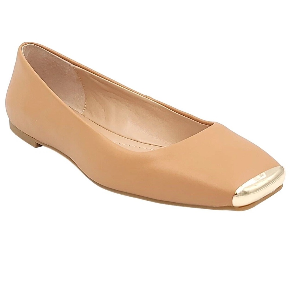 Alfani Tan Flats with Gold tip